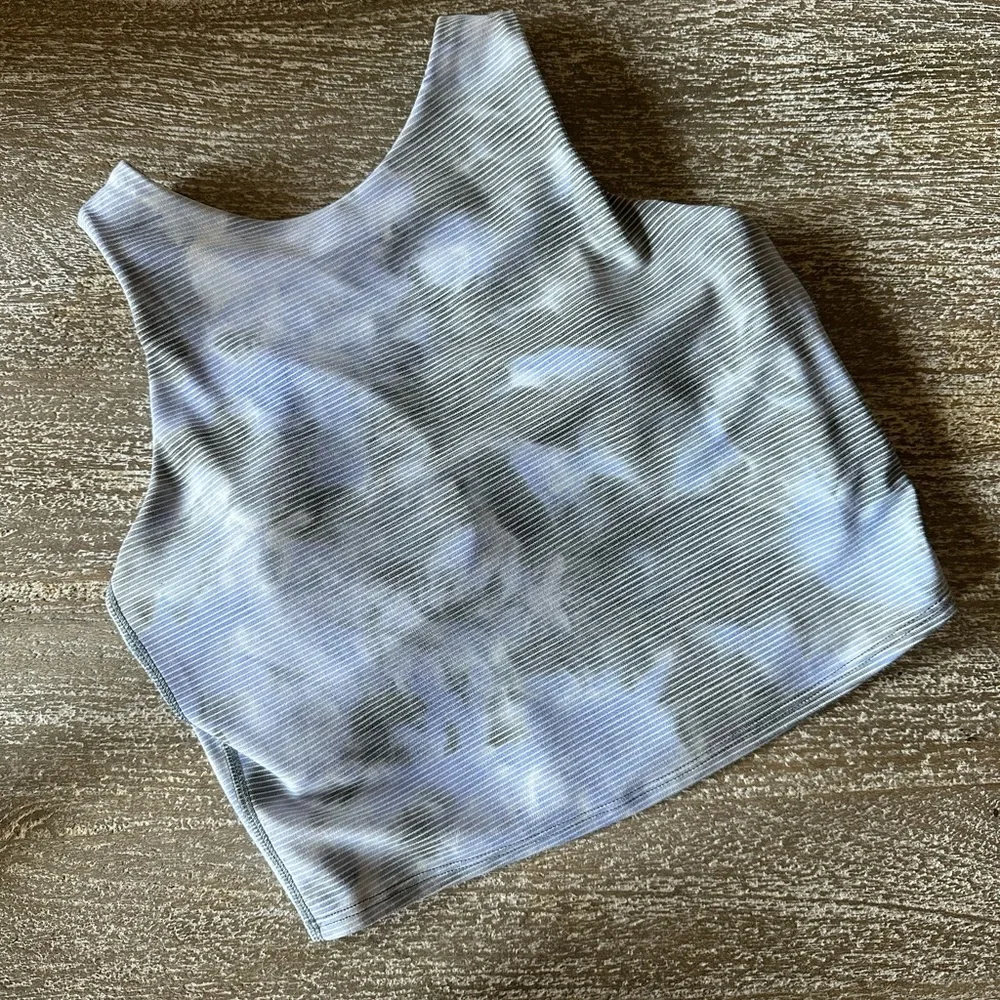 Athleta Conscious Crop D-DD. XS. Blue and white tie dye, white stripes. - Picture 1 of 4